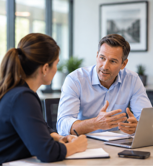 Sales coach reviewing a live deal with a salesperson